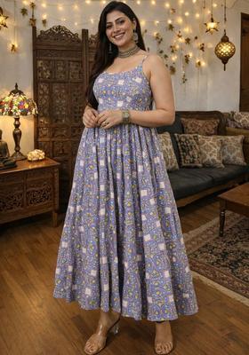 Blue Floral Print Kurtas