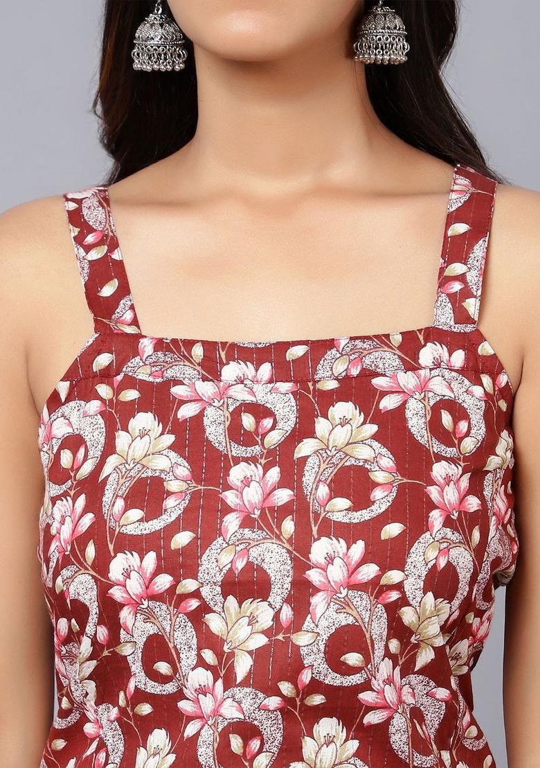 Brown Printed Cotton Kurtas - Indya