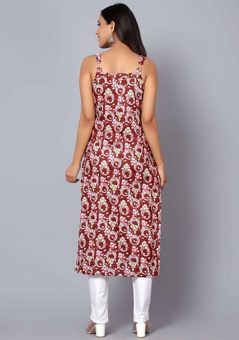 Brown Printed Cotton Kurtas - Indya