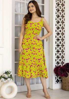 Yellow Floral Print Kurtas