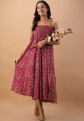 Maroon Floral Print Kurtas