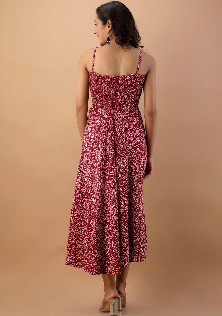 Maroon Floral Print Kurtas - Indya