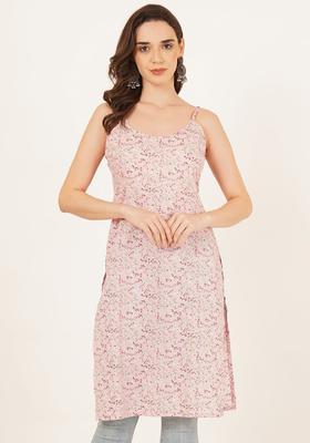 Pink Floral Print Cotton Kurtas