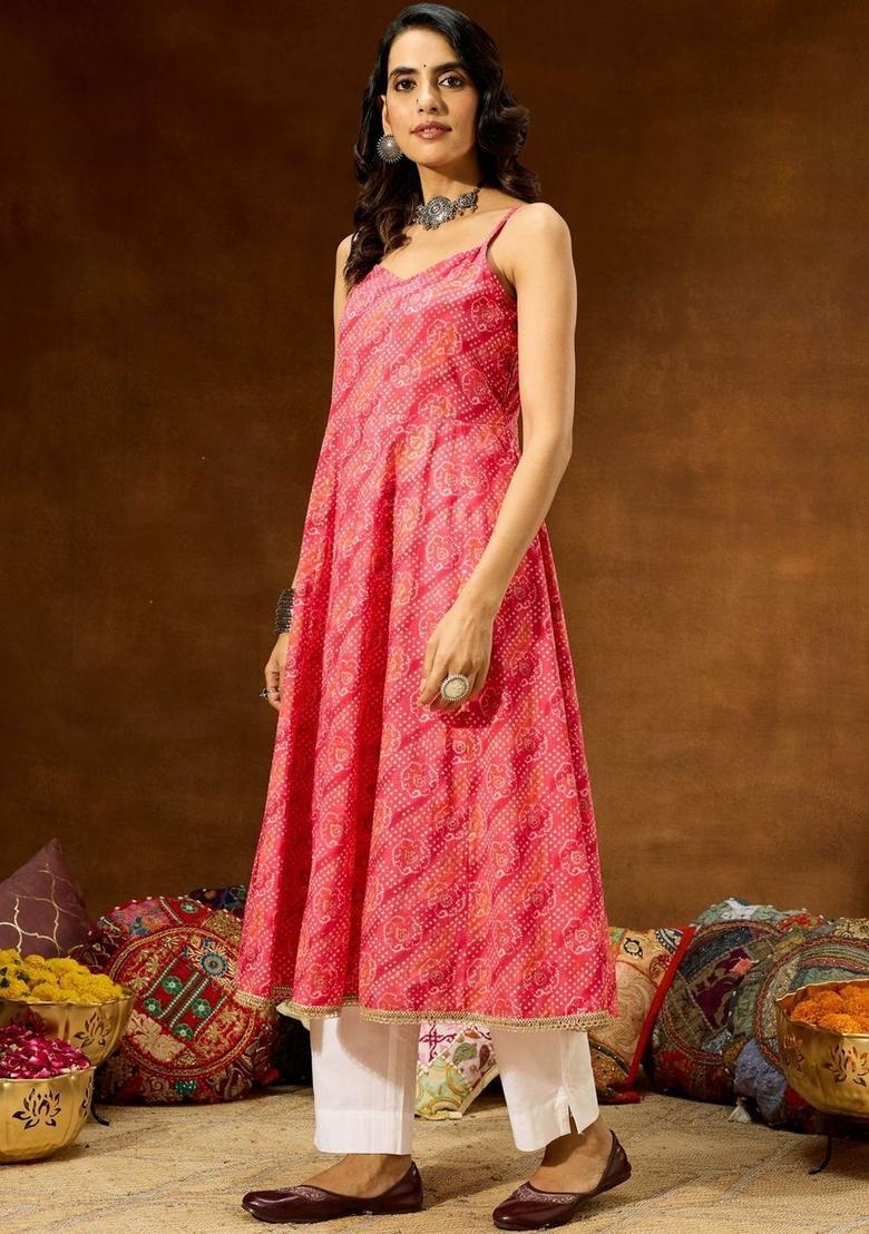Pink Printed Kurtas - Indya