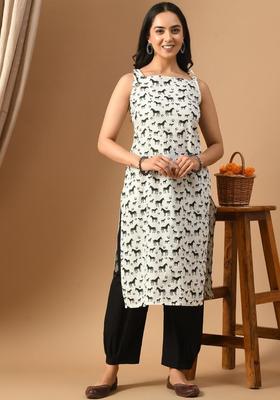 White Printed Cotton Kurtas