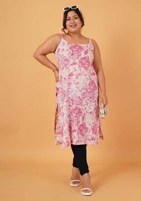White Floral Print Cotton Kurtas