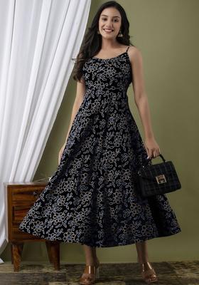 Black Floral Print Kurtas