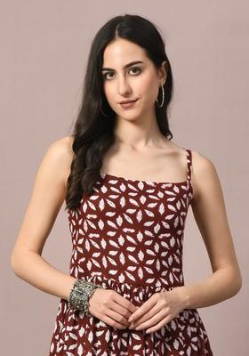 Maroon Floral Print Kurtas