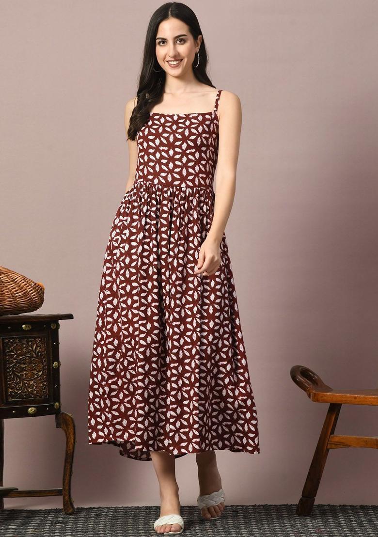 Maroon Floral Print Kurtas - Indya
