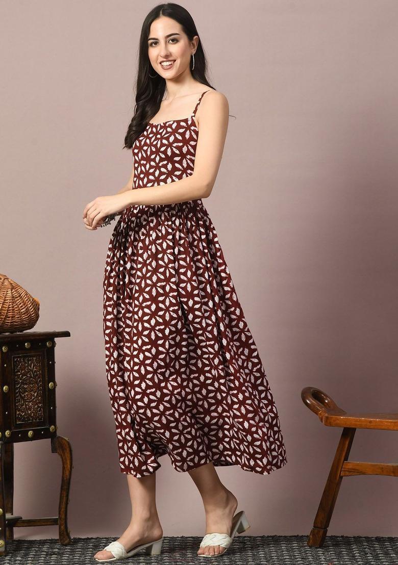 Maroon Floral Print Kurtas - Indya