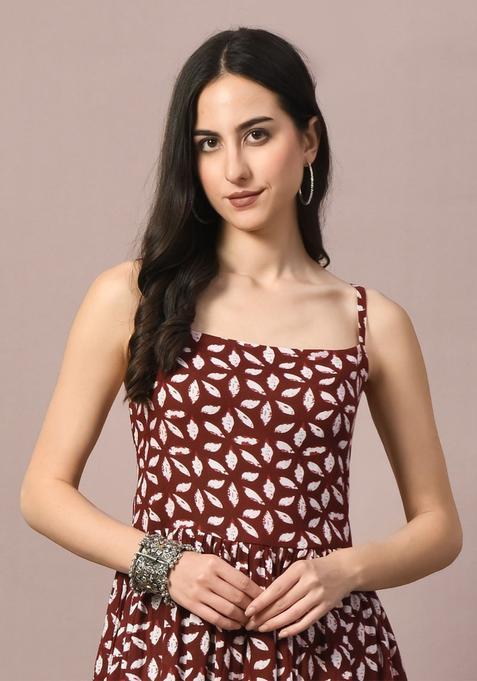 Maroon Floral Print Kurtas — view on Indya