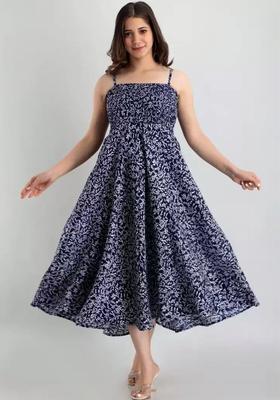 Blue Floral Print Kurtas