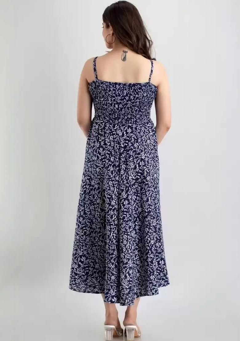 Blue Floral Print Kurtas - Indya