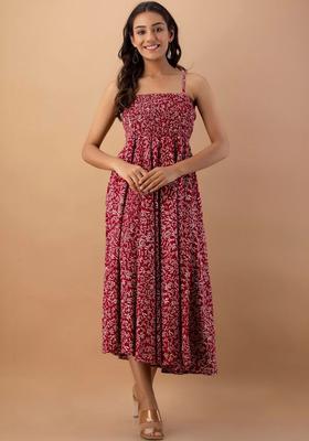 Maroon Floral Print Kurtas