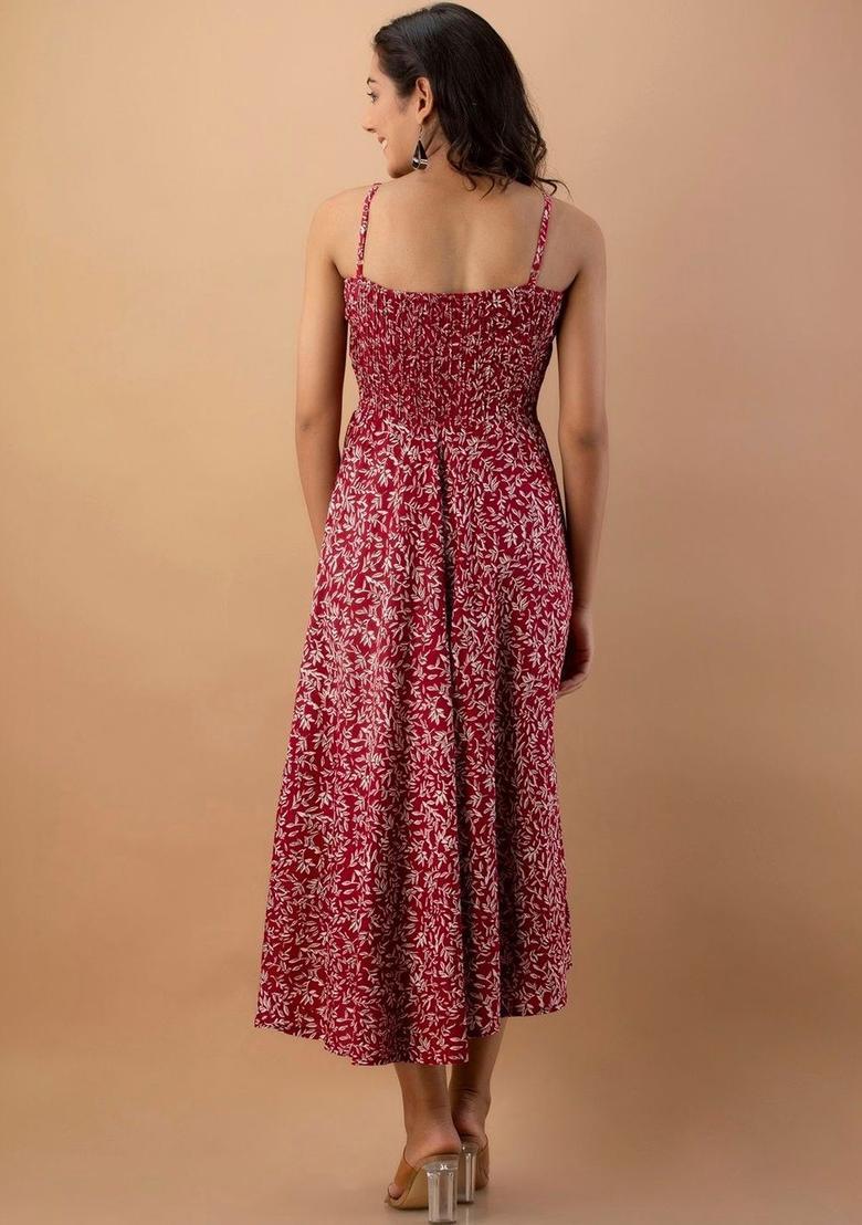 Maroon Floral Print Kurtas - Indya