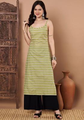 Green Printed Cotton Kurtas