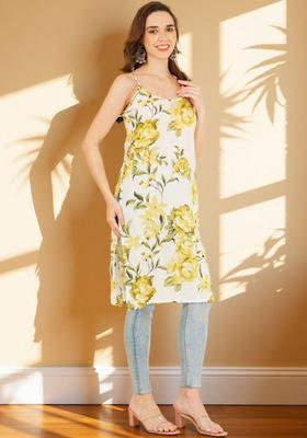 White Printed Cotton Kurtas