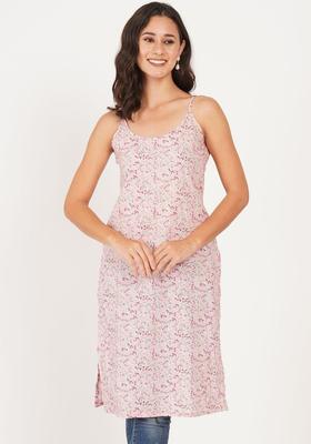 Pink Floral Print Cotton Kurtas