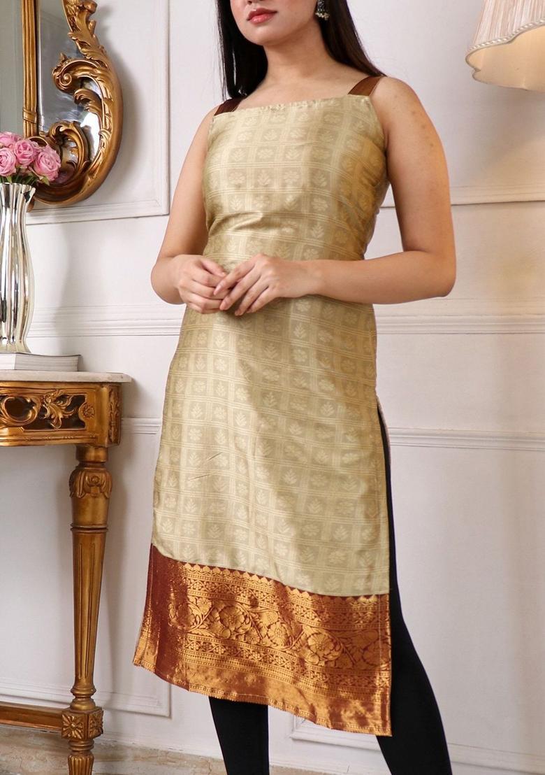 Cream Printed Kurtas - Indya