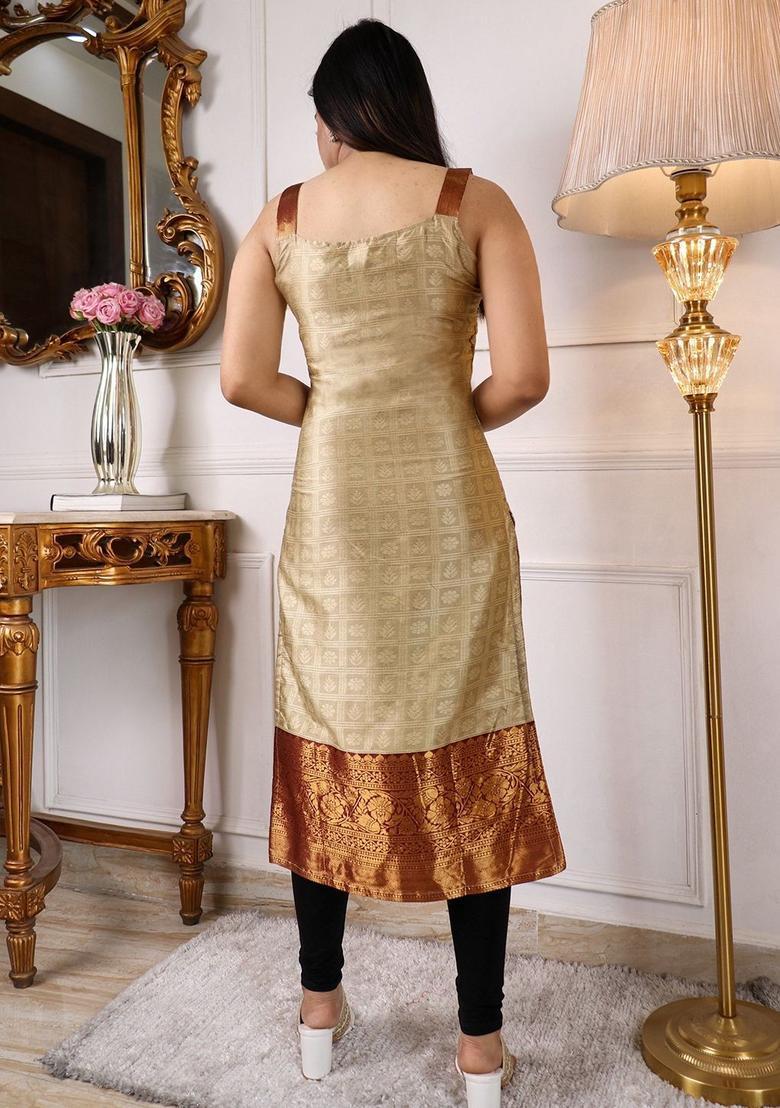 Cream Printed Kurtas - Indya