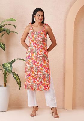 White Printed Cotton Kurtas