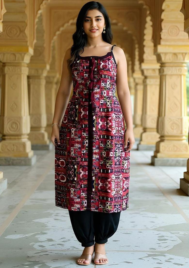 Black Printed Kurtas - Indya