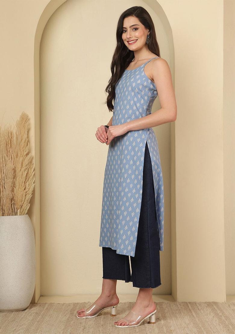 Blue Printed Kurtas - Indya