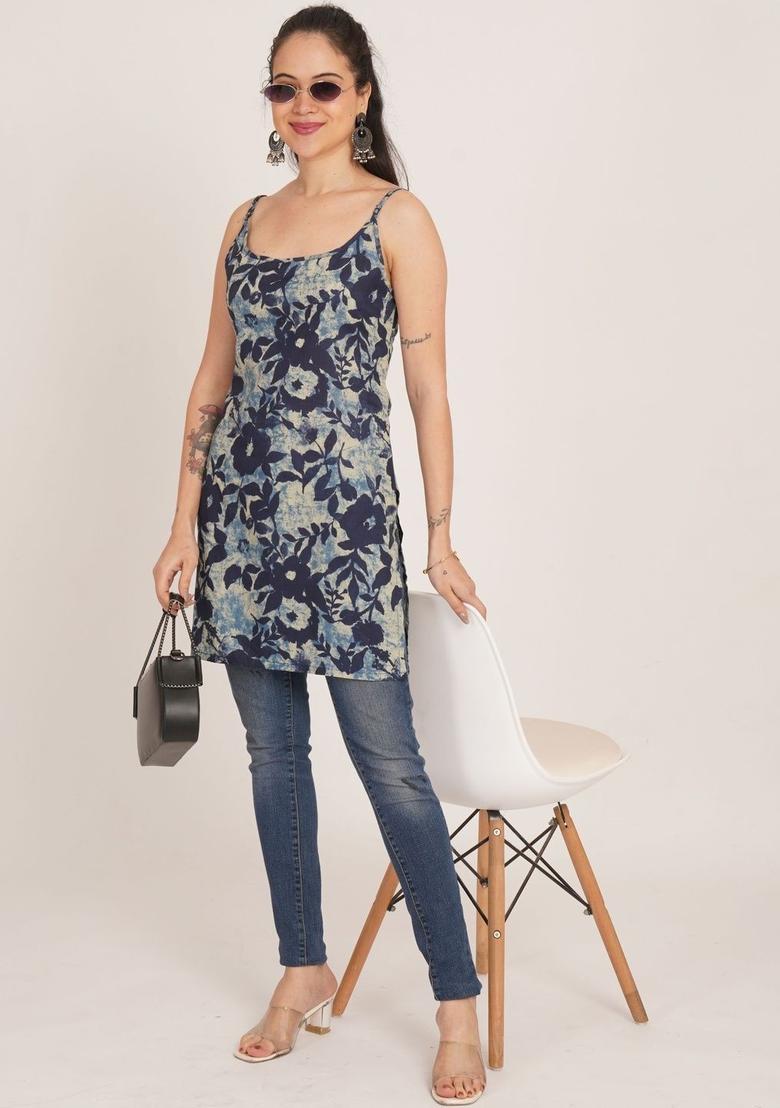 Blue Printed Kurtas - Indya