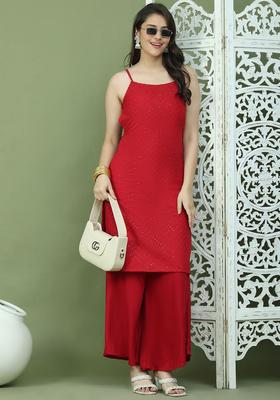 Maroon Embroidered Kurtas