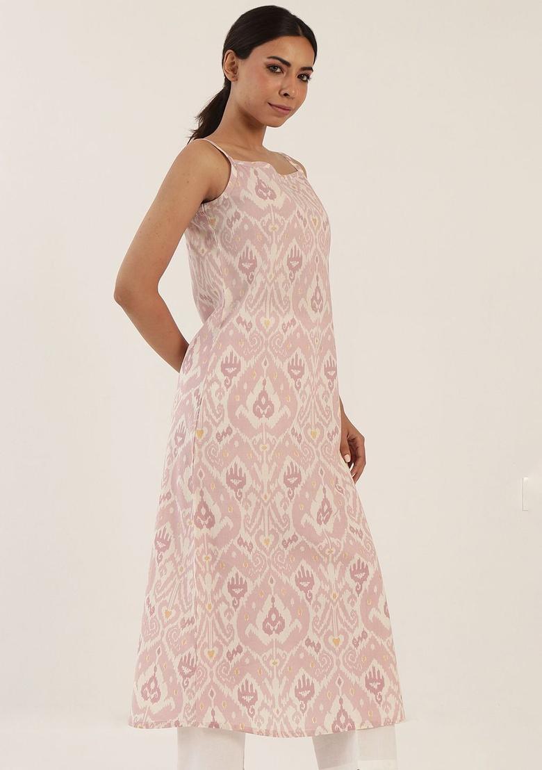 Lavender Printed Cotton Kurtas - Indya