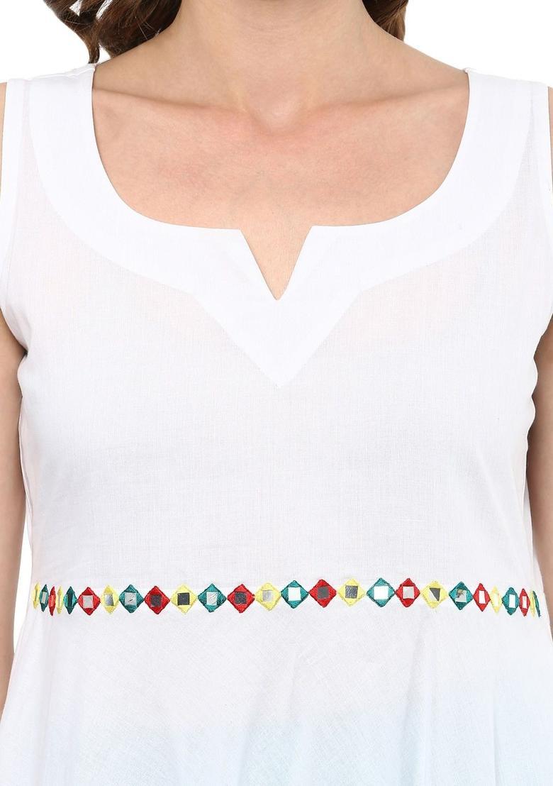 White Cotton Kurtas - Indya