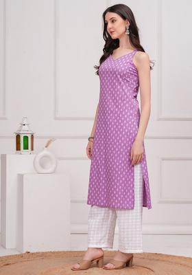 Purple Printed Cotton Kurtas