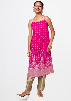 Pink Floral Print Kurtas