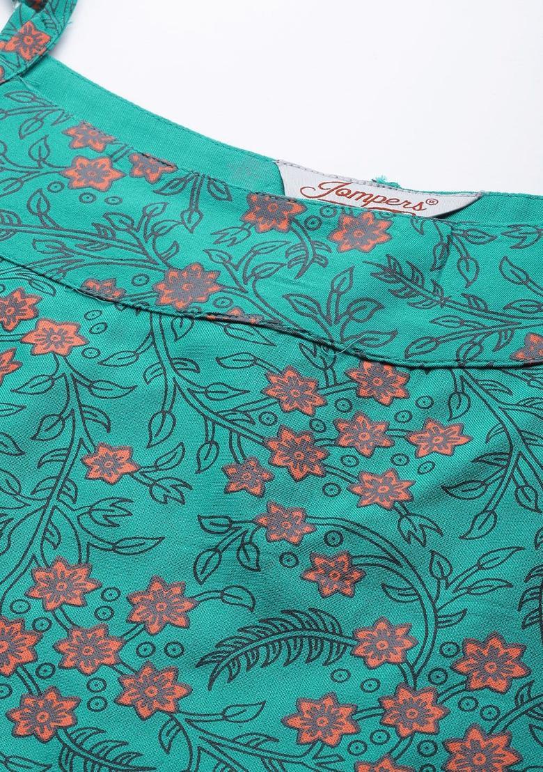 Teal Printed Kurtas - Indya