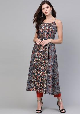 Navy Blue Printed Kurtas