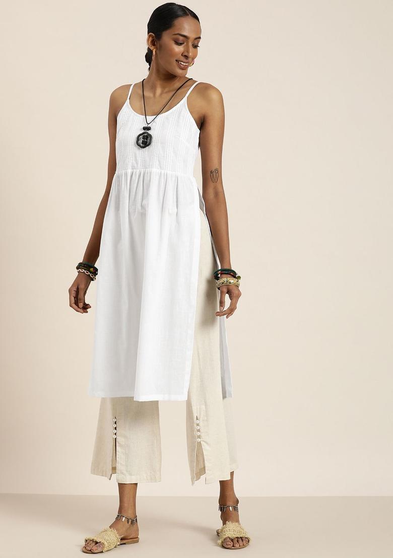 White Cotton Kurtas - Indya