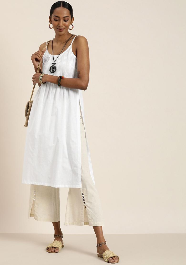 White Cotton Kurtas - Indya