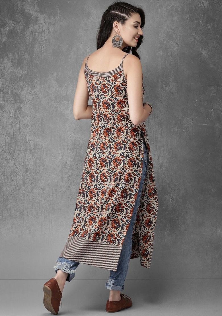Off White Printed Kurtas - Indya