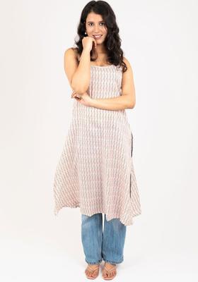 White Printed Cotton Kurtas