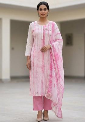 Pink Embellished Cotton Salwar Kameez
