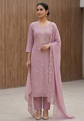 Pink Embroidered Georgette Salwar Kameez