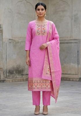 Purple Embroidered Silk Salwar Kameez