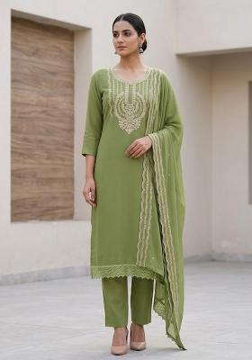 Green Embroidered Georgette Salwar Kameez