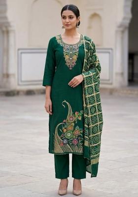 Green Embroidered Silk Salwar Kameez