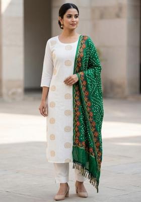 White Embroidered Silk Salwar Kameez