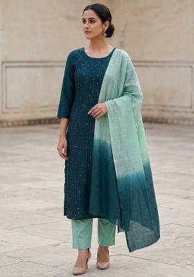 Navy Blue Embellished Georgette Salwar Kameez