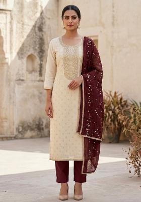 White Embroidered Silk Salwar Kameez
