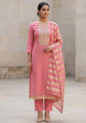 Pink Embellished Silk Salwar Kameez