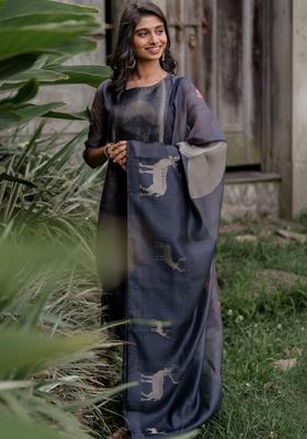 Blue Printed Silk Blend Kurta Sets