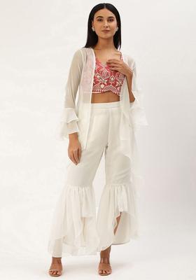 Mauve Embroidered Georgette Kurta Sets